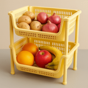 Plastic Vegetable & Fruit Basket (2 Layer)